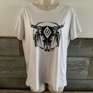 Boho southwest cow skull tribal western shirt size medium